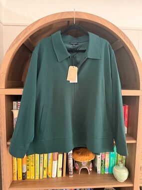 Universal Standard Dark Green Zip-Front Bomber Jacket